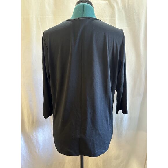 Adrian Delafield Black Floral Lace Overlay Top – Size XL (22.5” P2P) - Picture 3 of 6